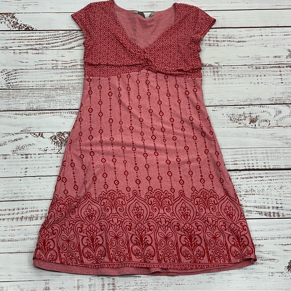 Athleta Women’s Size Medium Dhara Red Burnout Lined Dress - Picture 7 of 10